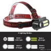 Super Bright LED Headlamp Cob Work Light 4 Modo de Iluminação Farol impermeável Powered por 18650 Terno da bateria para iluminação noturna