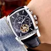 Nowy Kalpa Grande Tourbillon PF01125401 Faza księżyca Automatyczna męska zegarek Rose Gold Black Dial Czarne zegarki skórzane