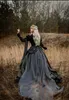 2019 bollklänning medeltida gotiska bröllopsklänningar silver och svart renässans fantasi viktorianska vampyrer långärmad brudklänning 2019