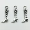 100pcs/Lot High Shoes Alloy Charms Pendant Retro Jewelry DIY Keychain Ancient Silver Pendant For Bracelet Earrings Necklace 19*8mm