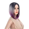 Ombre Short Straight Midlle BOB Gradient Wigs Womens Mix Black Pink Purple Grey Natural Hair Wigs Female Heat Resistant Fiber