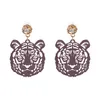 Fashion-Tulip new design tiger head shape earring muti color choose creative animal earring rhinestone fashion gifts high quality