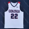 2021 Finals Four 4 Gonzaga Bulldogs College Basketball Jersey 22 Anton Watson Blanc Tout cousu et brodé Hommes Taille Jeune