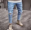 ¡Venta caliente! Nuevos pantalones vaqueros para hombre Street Black Holes Designer White Stripes Jeans Hiphop Skateboard Pencil Pants