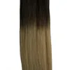 T6 / 18 Brown och Blond OMBRE Virgin Brasiliansk Straight Remy Hair 40 pcs Ombre Tape In Human Hair Extensions Pu Hud väftband i hår