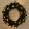 Decorative Flowers & Wreaths Christmas Party Decoration Green Flower Wreath With Light Xmas Tree Hanging Garland Pendant Home Wall Ornament