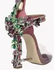 Hot Sale-Summer Luxury Strange Heel Crystal Padlock Ankle Strap Rhinestone Sandals