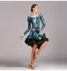 2019 nya modeller latin dans kjol för kvinnor långärmad svart rumba dans klänningar tjejer / vuxen latin tävling klänning