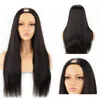 Seda reta 2x4 '' abrindo tamanho u part perucas de cabelo humano perucas brasileiras Remy 130 150 180 densidade médio tampa média partline com cor natural