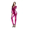 16 colori S-6XL Catsuit in ecopelle Tuta manica lunga da donna Tuta elasticizzata metallizzata lucida Costume aderente sexy Catwoman