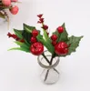 Konstgjord blomma röd pärla stamen bär gren för bröllop juldekoration diy valentins dag presentförpackning hantverk flowe gb748