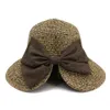 Cappelli da sole in paglia da donna a tesa larga estiva con cappello da pescatore da donna casual Bowknot Cappellino da sole per esterno Cappellino parasole per protezione solare per donna