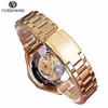 Forsining Série de aço inoxidável Classic Series Transparent Golden Movement steampunk Men Skeleton Mechanical Watches Top Brand Luxury Y18685794