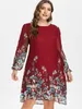 Wipalo Multi Color Plus Size Blumenstickerei Tunikakleid Frühling Sommer Elegantes Tribal Blumendruck Berufungskleid Vestidos 5xl J190531