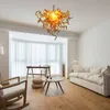 Pendant Lamps Amber Indoor Lighting Chandeliers for Home Decoration LED Lamp Energy Saving Light Source Style Hand Blown Glass American Chandelier