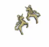 100 pièces en alliage Antique argent bronze licorne cheval pendentif à breloques pour collier fabrication de bijoux résultats 27x20mm