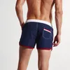 New Mens Color Matching Quick Drying Beach Shorts Hot Sale Embroidery Sports Casual Shorts Fashion Drawstring Lined Beach Shorts