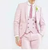 Fashion Pink Slim Fit Groom Tuxedos Shawl Lapel Groomsman Wedding Dress Excellent Men Formal Business Prom Party Suit(Jacket+Pants+Tie+Vest)