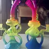 rasta glas bong återvinnare dab rig olje rigg glas vatten rör 10 tum fab ägghuvudglasbubbler med 14 mm skål