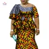 Afrikaanse Ruches Mouwen Print Tops en Rok Sets voor Vrouwen Bazin Riche Afrikaanse Kleding 2 Stuks Aanpassen Rokken Sets WY4392