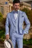 ライトブルー新郎Tuxedos Notch Lapel新郎の結婚式タキシードファッション男性正式なビジネスプロナーディナー3ピーススーツ（ジャケット+パンツ+ネクタイ+ベスト）28