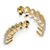 18K echt goud gehamerde tanden Fang Grillz Punk Hip Hop Vampire Dental Mouth Grills Brace Tooth Cap Rapper Sieraden voor Cosplay Kostuum Feest Halloween Geschenken Groothandel