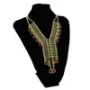 Bohemian Golden Gold Plated Chain Resins Beads Crystal Pendant Necklace Earring sets Women's Wedding Gift