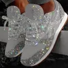 Luxus Womens Casual Schuhe Schwarz Weiß Funkelnden Frauen Niedrig Glitter Pump Designer Trainer Platform Sneaker