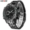 Weide Mens Military Chronograph Alarm Automatic Date Clock Black Metal Case Bracet Bracelet Sport Model Relogio Wrists3674864