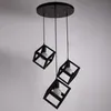 Pendant Lamps Indoor Lighting Square Iron Chandelier Light Vintage Lamp E27 Bulb