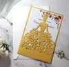 Laser Cut Invitations OEM Support Customized With Girl in Dress Folded Hollow Wedding Party Invitation Cards With Envelopes BW-HK370A