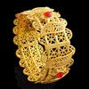 Cobre Africano Grande pulseira grande pulseira real 24 k fino sólido amarelo ouro cheia de ouro quadril mulheres vermelhas Cz folha knit dubai marca jóias acessórios