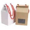 Caixas de papel Kraft DIY com janelas claras Caixas de embalagem de chocolate com alça de corda caixa de presente favor do casamento