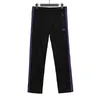 NEEDLES 3 Colors Fashion Sweatpants Butterfly Embroidered Side Stripe Men Women Long Pants Drawstring Pants High Street