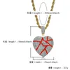 Hiphop vergulde effen rug gebroken hart iced out hanger ketting met roestvrijstalen touw ketting