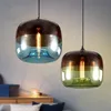 Retro Colored Glass Pendant Lamp Coffee Green Blue Suspension Light Restaurant Cafe Bistro Hotel Sitting Room Hanging Chandelier