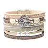 Mise à jour multicouche Tree of Life Laugh Every Day Bracelet Magnétique boucle en cuir en cuir bracelets