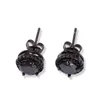 Mens Hip Hop Stud Earrings Jewelry Fashion Black Silver Simulated Diamond Round Earring Gift