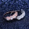 2019 Bästsäljande Lyxsmycken 925 Sterling SilverRose Gold Fill Three Stone Vit 5A Cubic Zirconia Eternity Kvinnor Bröllopsring