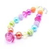 Multicolor Design Kid Chunky Necklace Diamond Pendant Bubblegum Bead Chunky Halsband Barn Smycken För Småbarn Flickor