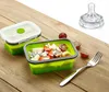 Ny design Creative Foldbar Silica Gel Lunch Box Insolation ThreePiece Set Bento Boxes Student Sealed Crisper Kitchen Tools254C