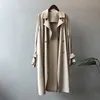 Женщины женские пальто женщин повседневная двубортная простая классическая длинное пальто женское шикарное ветровка мода 2021 осень / осенние пальто