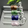 Medium-color beautiful glass bending pot Glass water hookah Handle Pipes smoking pipes High quality free shipping