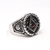 Titanium Stainless Steel Cool Fashion New Retro Freemason Masonic Ring Red Crystal Master Sun Moon Mason Ring Men Women