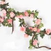 220 cm Artificiale Fiore di Rosa Vite Matrimonio Decorativo Real Touch Fiori di Seta con Foglie Verdi per la Decorazione della Ghirlanda Appesa a Casa