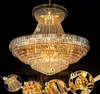 Modern crystal chandeliers lighting fixture big round gold crystal chandelier LED lamp droplight home indoor hotel club light MYY