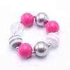 Pembe + Gri Renk Chunky NecklaceBracelet Seti Moda kolye Boncuk Çocuk Kız Bubblegum Chunky Boncuk kolye Takı Seti