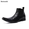 Batzuzhi Mode Herren Boot Spitzmetallspitze mit Reißverschluss Schwarz-echtem Leder Stiefel Herren Bota Masculina Party-Geschäft Botas Militares!