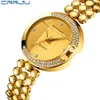 Crrju nowe modne zegarki dla damskich zegarków z Diamond Golden Watchband Top Luksusowa marka marki damskiej bransoletki biżuterii