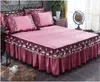 Black Lace Ruffles Bedding Bed Kjol Pillowcases Romantic Bedsspread 1/3pc Girls SovClothes Bed Sheet Madrass Cover Queen King